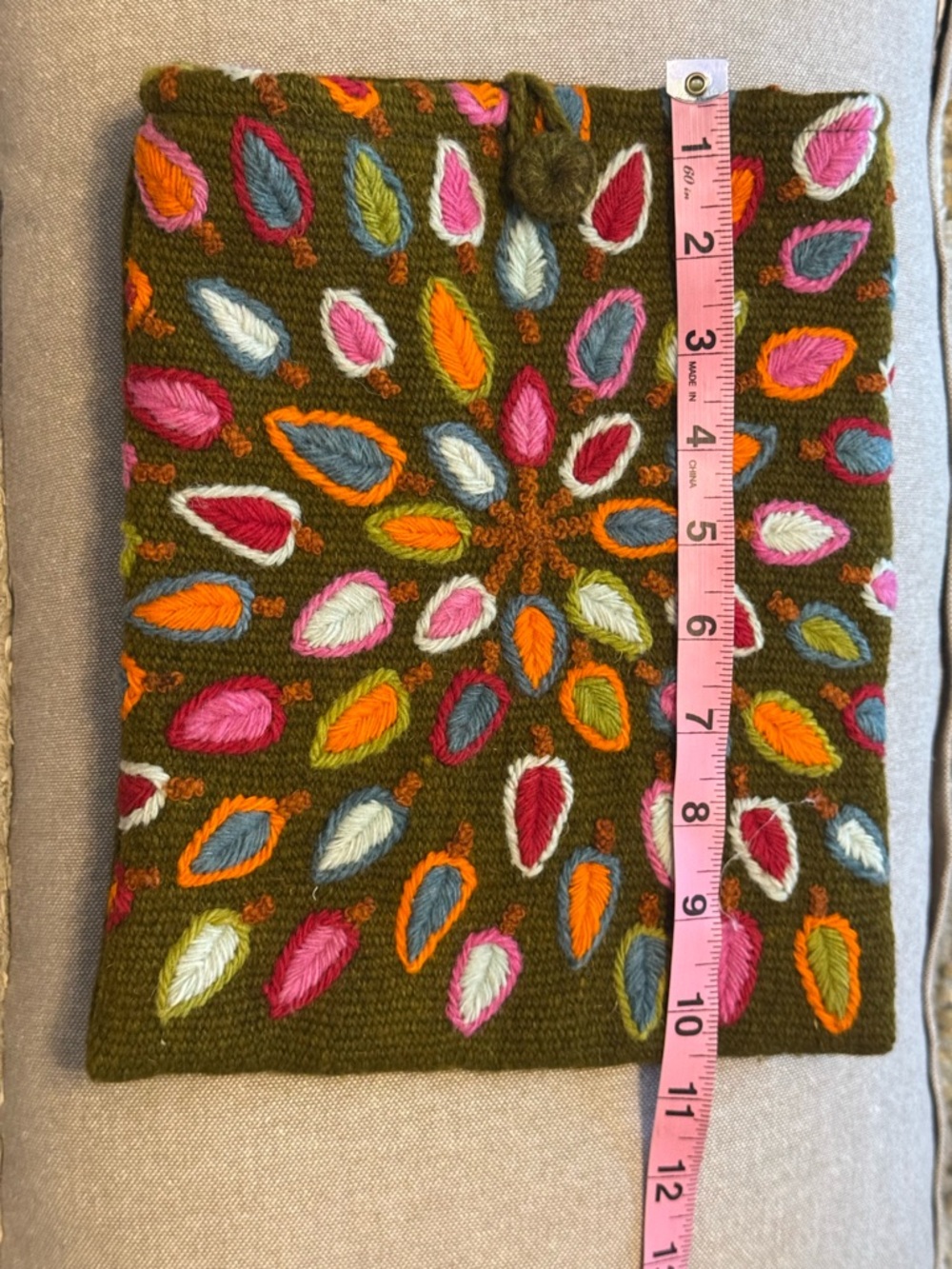 Jenny Krauss Embroidered Wool Pouch Clutch Tablet Pouch – Boho – Artisan – EUC - Picture 2 of 6